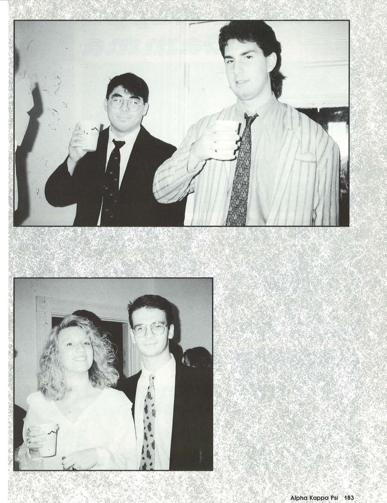 Alpha Kappa Psi Gamma Nu 1991 Michael "Slim" Kim and Michael Hightower in the top picture. Benjamin Lazar in the bottom picture.